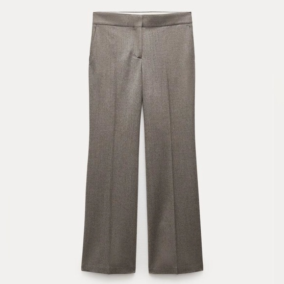 ZARA WOMAN XS ZW COLLECTION STRAIGHT-FIT WOOL TROUSERS Pants GREY New - Picture 4 of 11